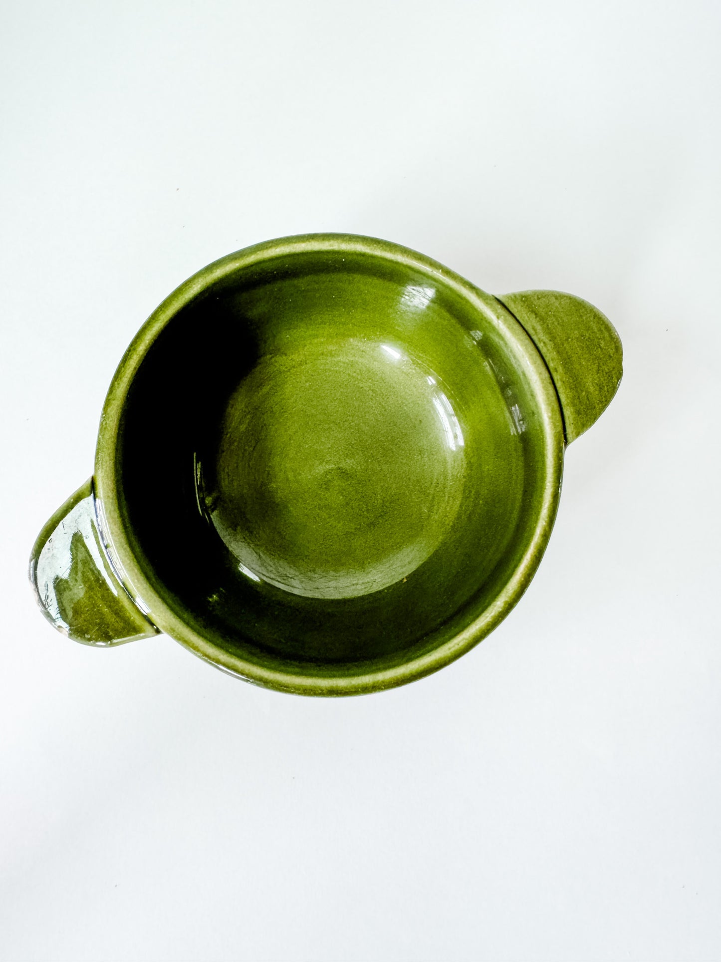 Small Vintage Green Bowl With Handles