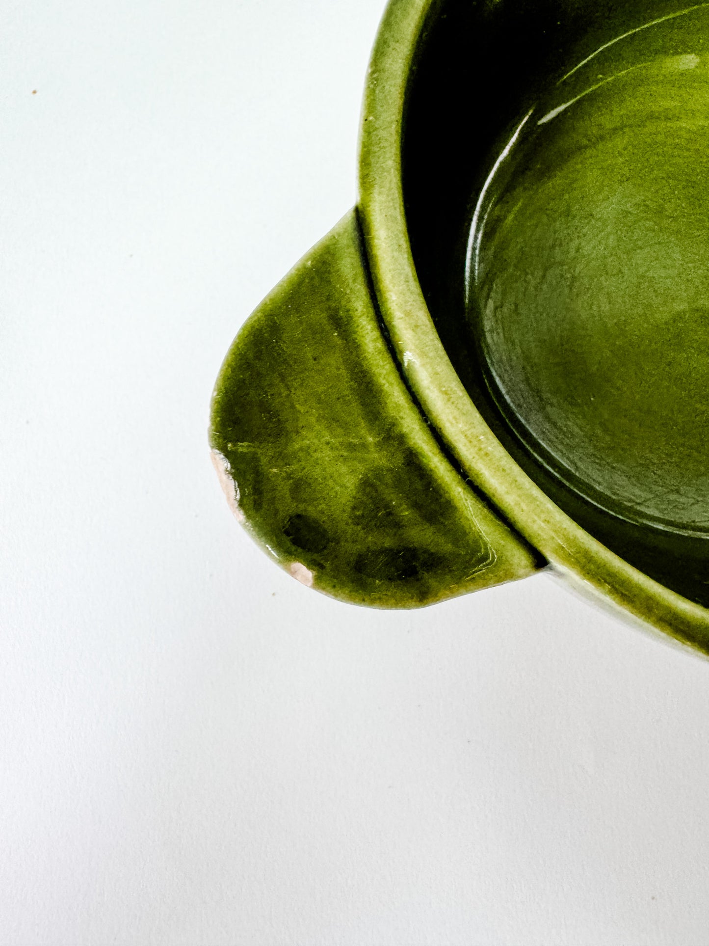 Small Vintage Green Bowl With Handles