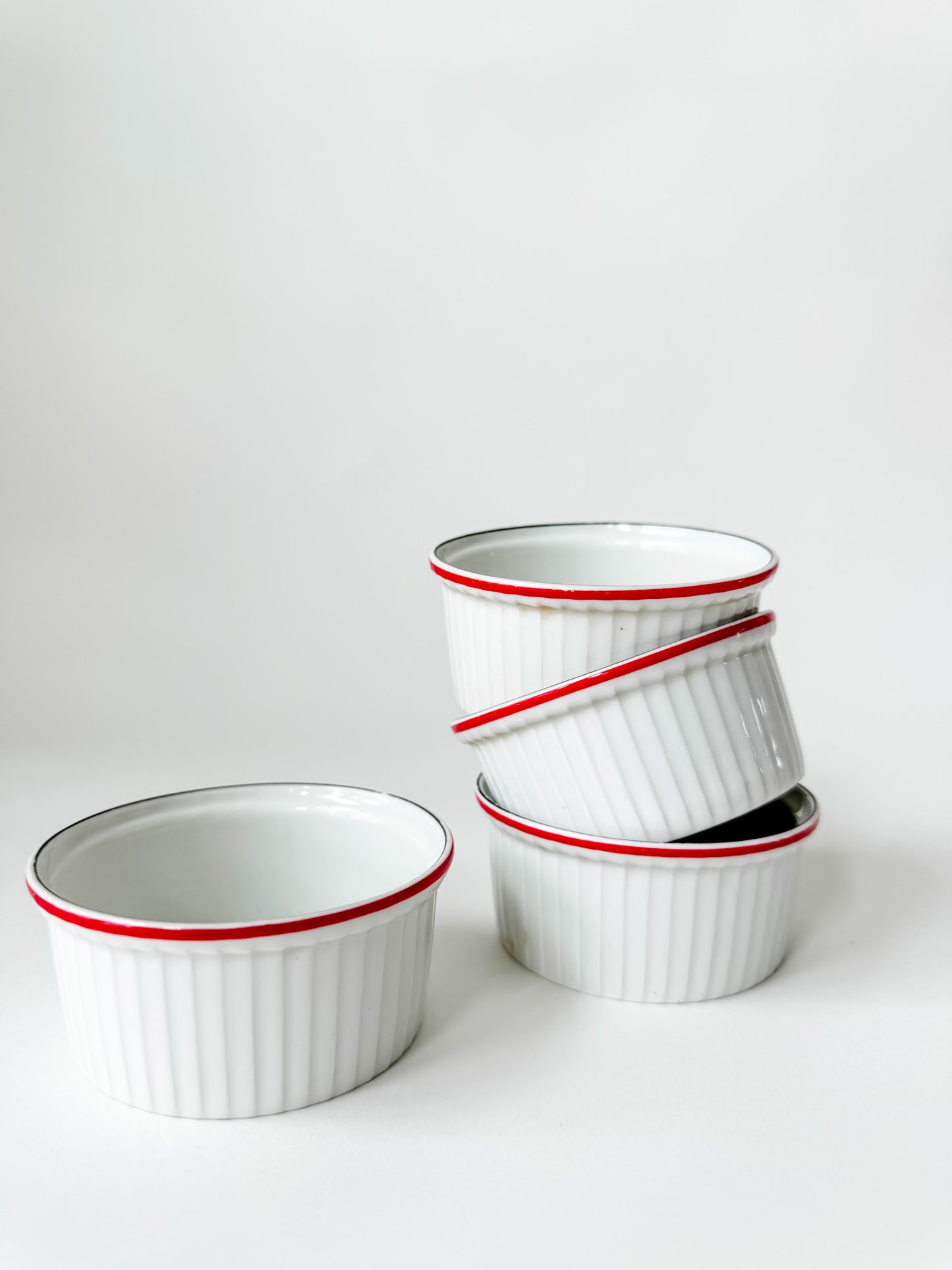 Pillivuyt Classic French Ramekins (set of 4) With Red Rim