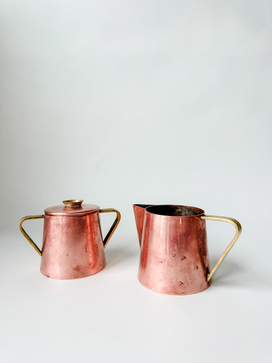 Vintage Copper Creamer and Sugar Set