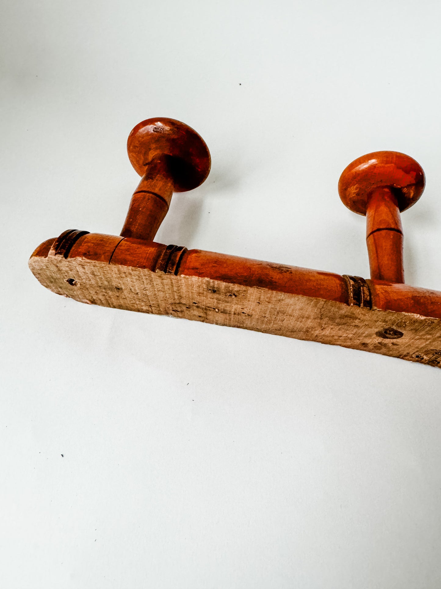 5 Peg Vintage Wooden Wall Hooks