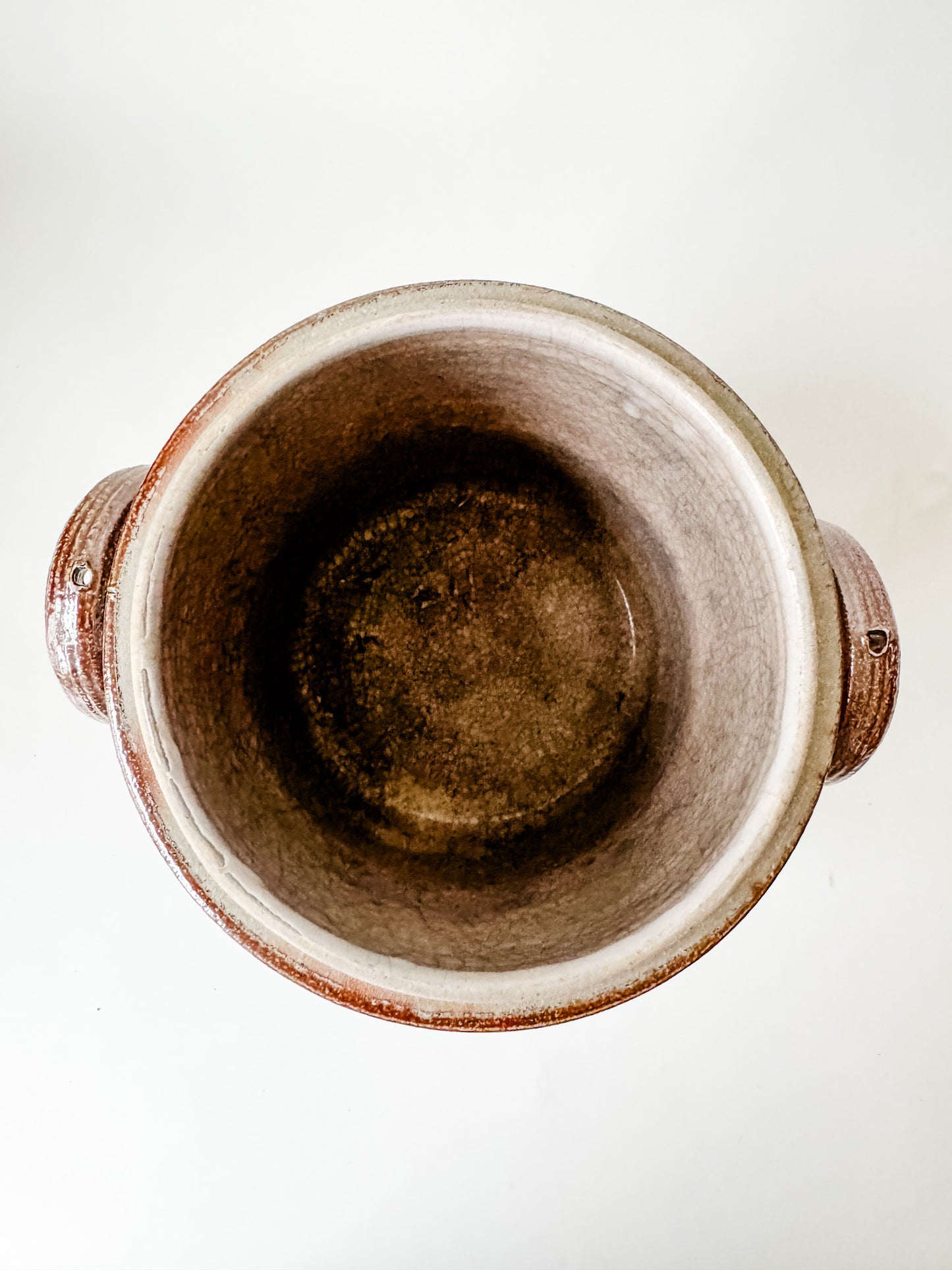 Brown Antique French Stoneware Glazed Crock