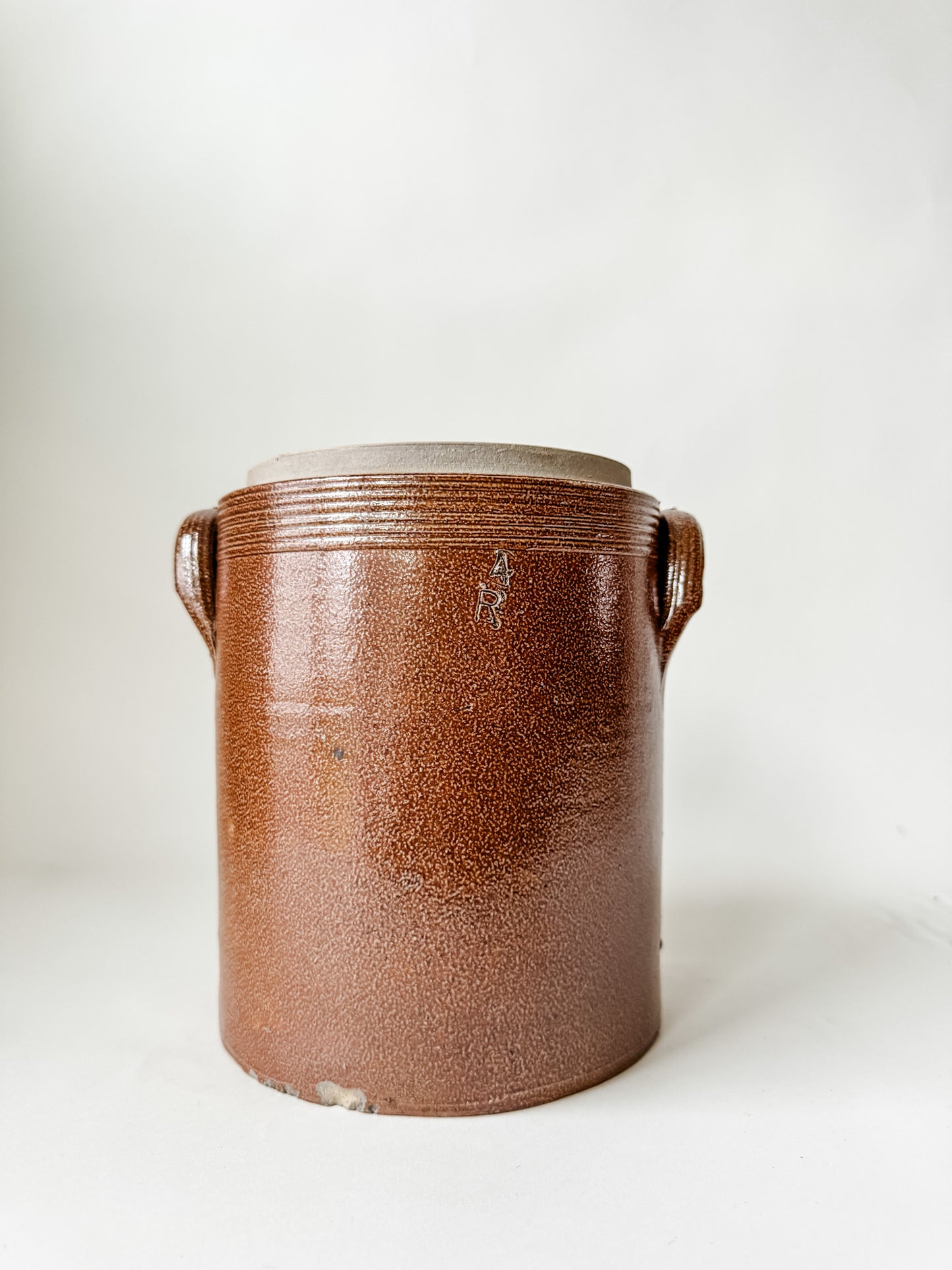 Brown Antique French Stoneware Glazed Crock