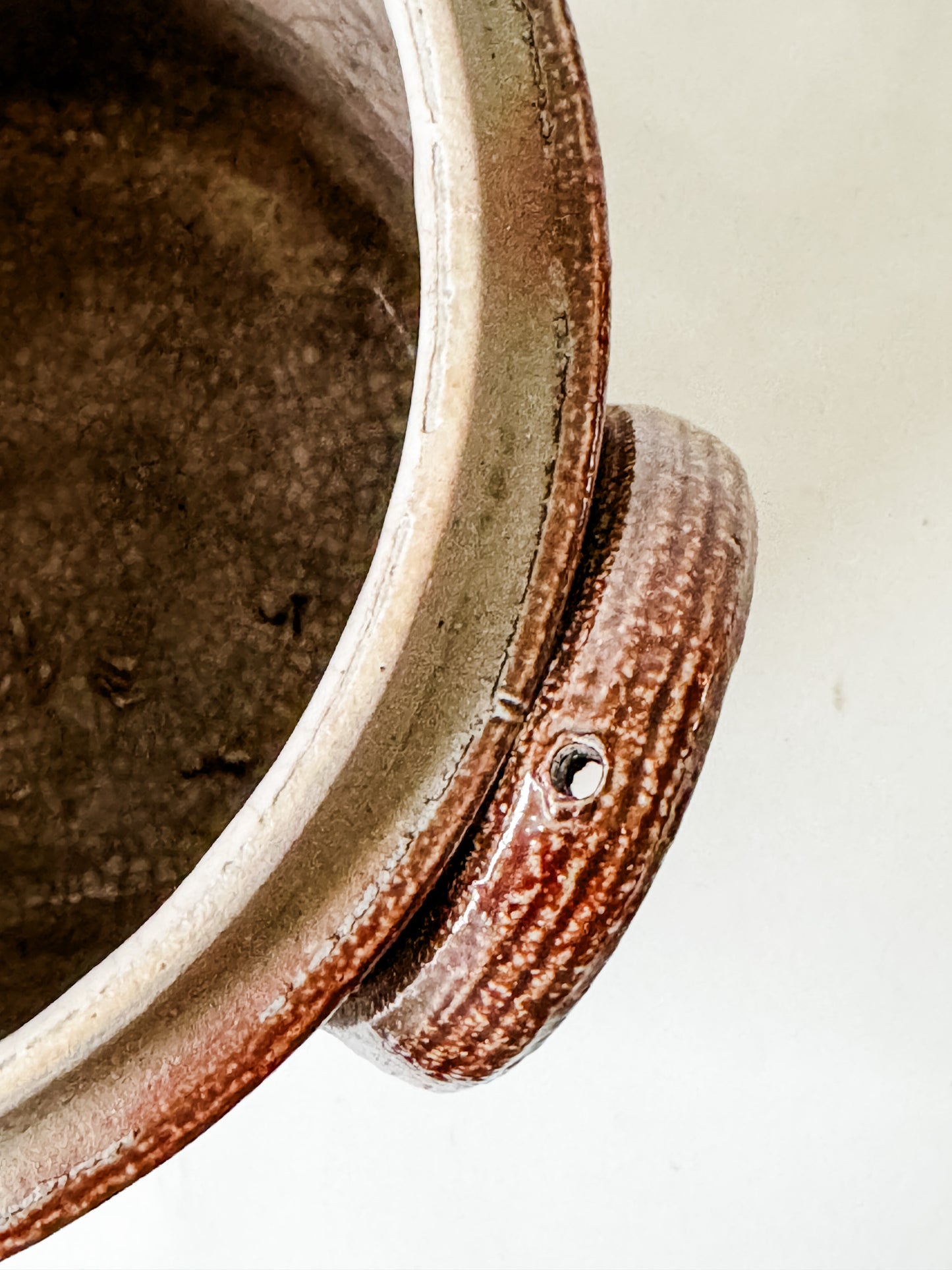 Brown Antique French Stoneware Glazed Crock