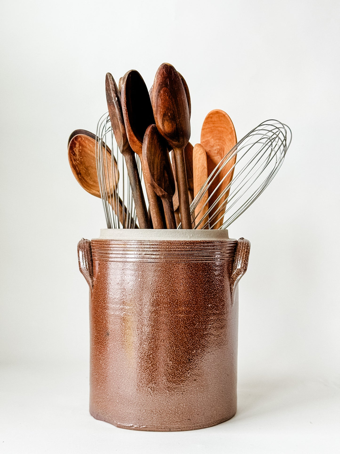 Brown Antique French Stoneware Glazed Crock