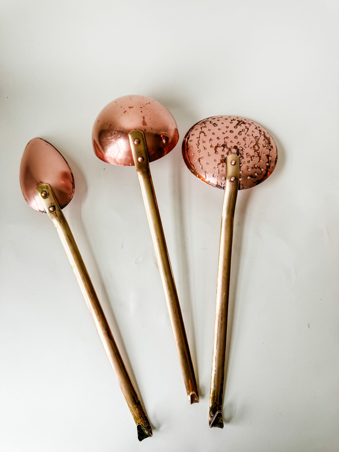 Set of 3 Vintage Copper Cooking Utensils