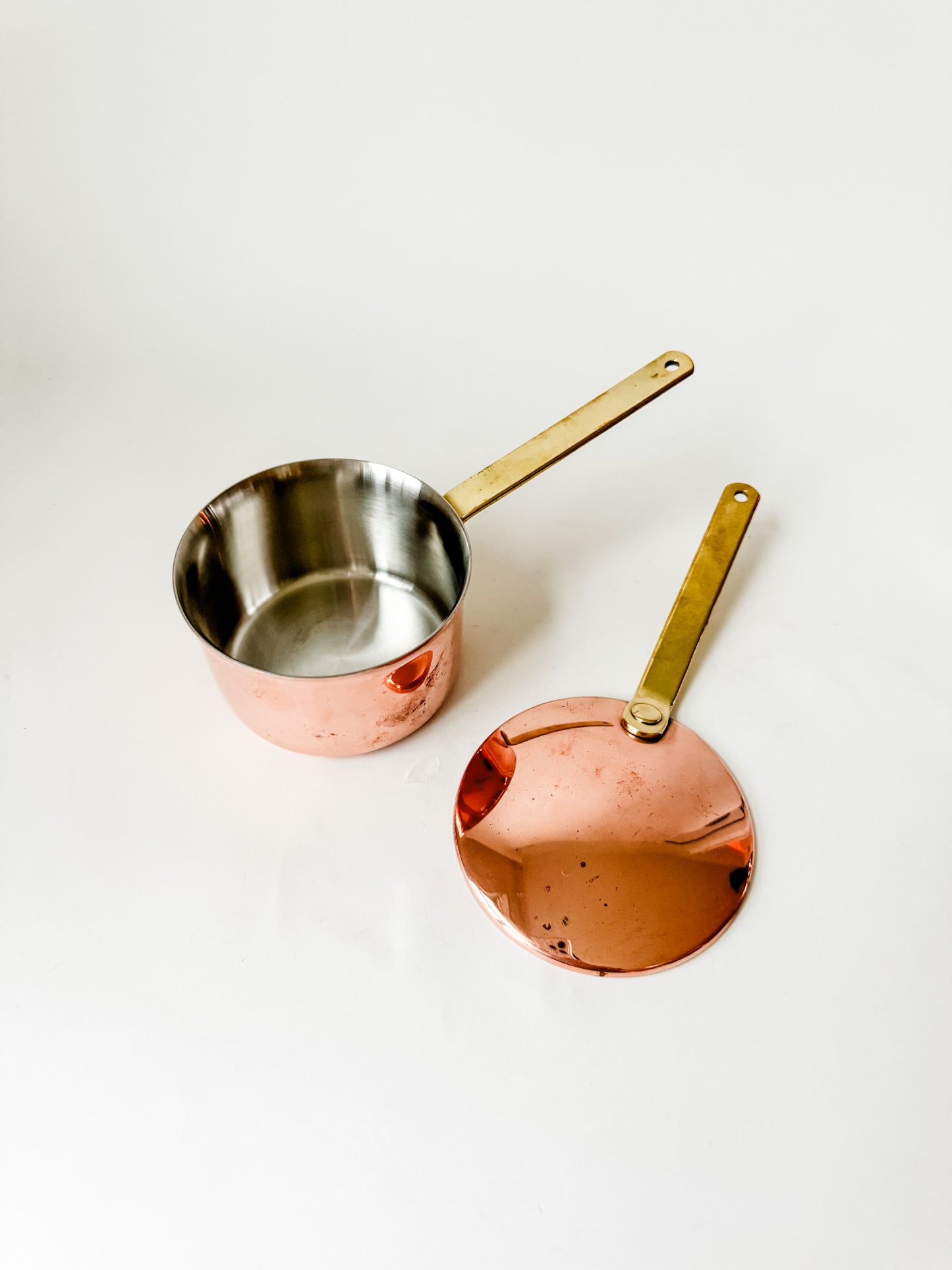 Mini Copper Pot With Matching Lid and Handles