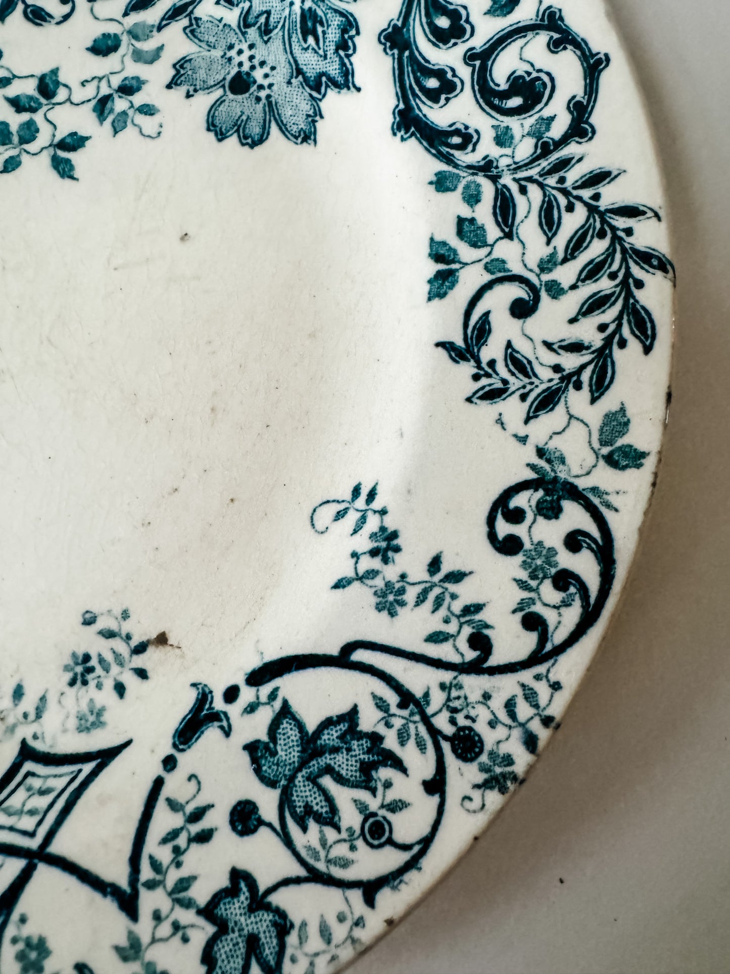 Vintage French Lunch Plate With Blue Floral Design