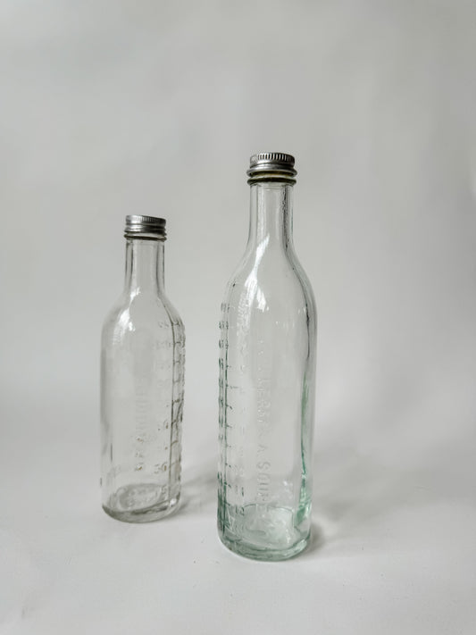 Vintage French Sirop Bottles With Caps (set of 2)