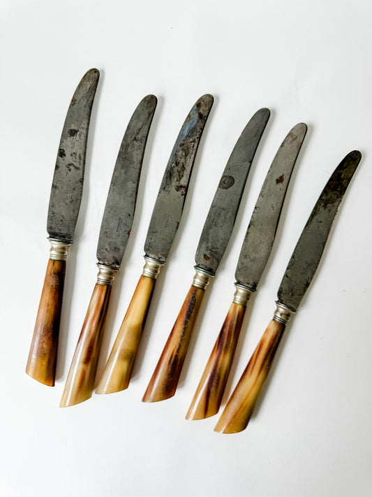 Vintage French Dinner Knives - Stamped Grolaire Abourbonne (set of 6)