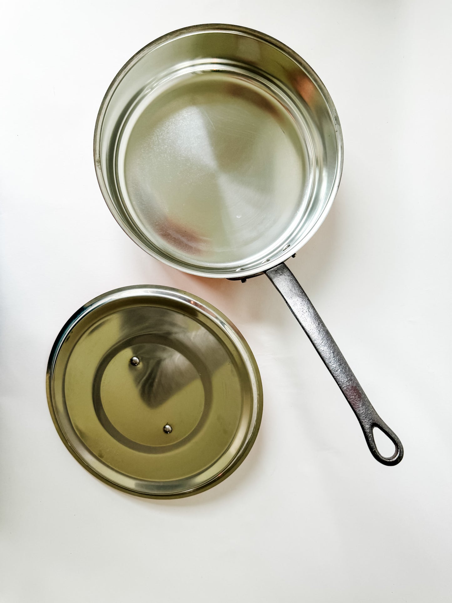 Deep French Copper Saute Pan With Lid Stamped "Fabrication Francaise"