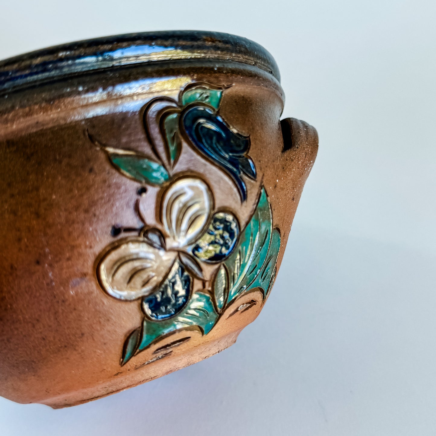 La Poterie des Mottes Stoneware Bowl With Floral Design