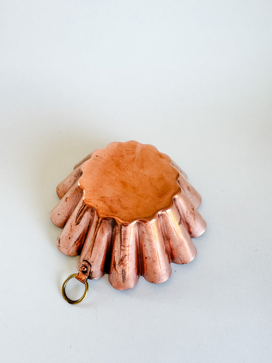 Vintage French Copper Mold With Scalloped Edges
