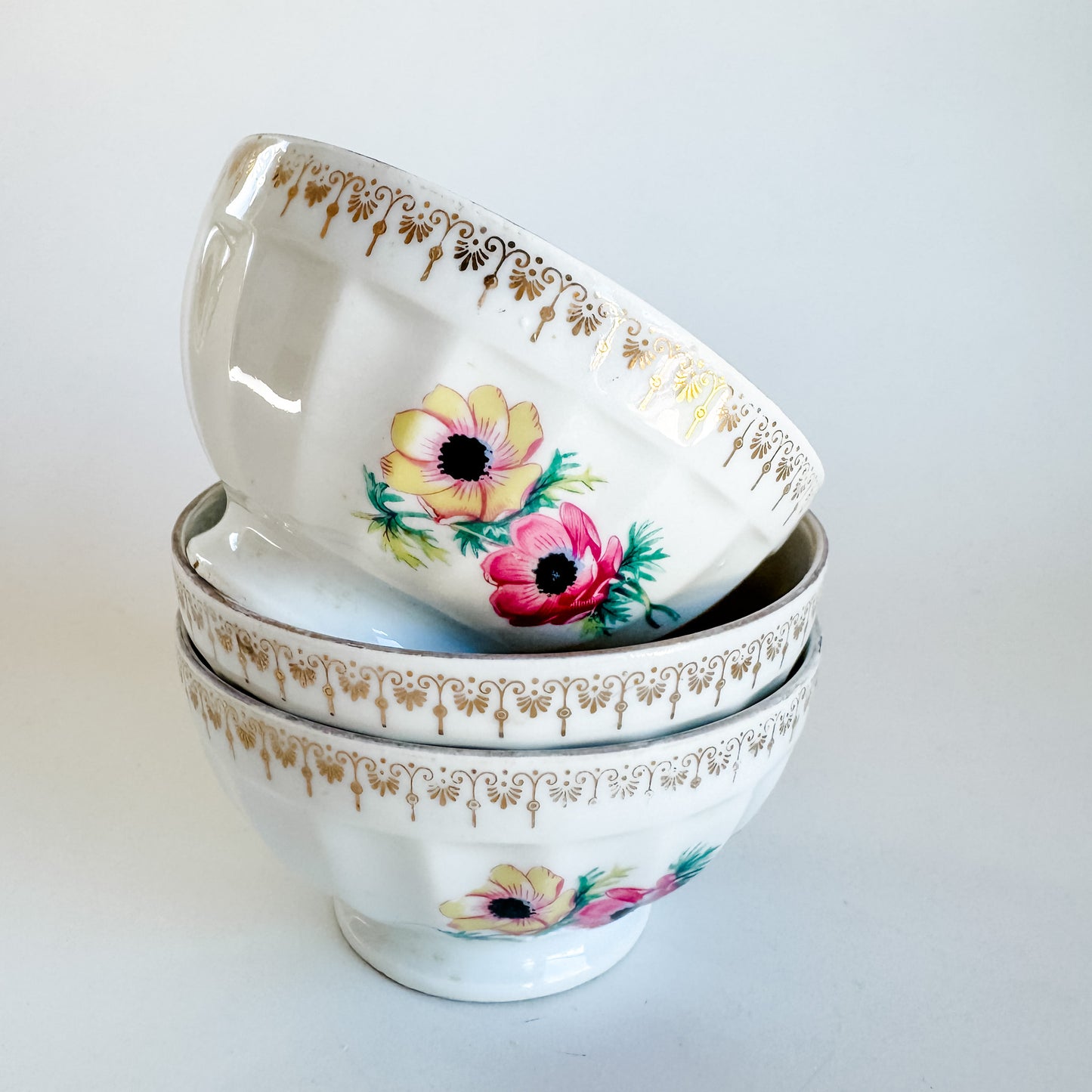 French Procelain Cafe au Lait Bowls (set of 3)