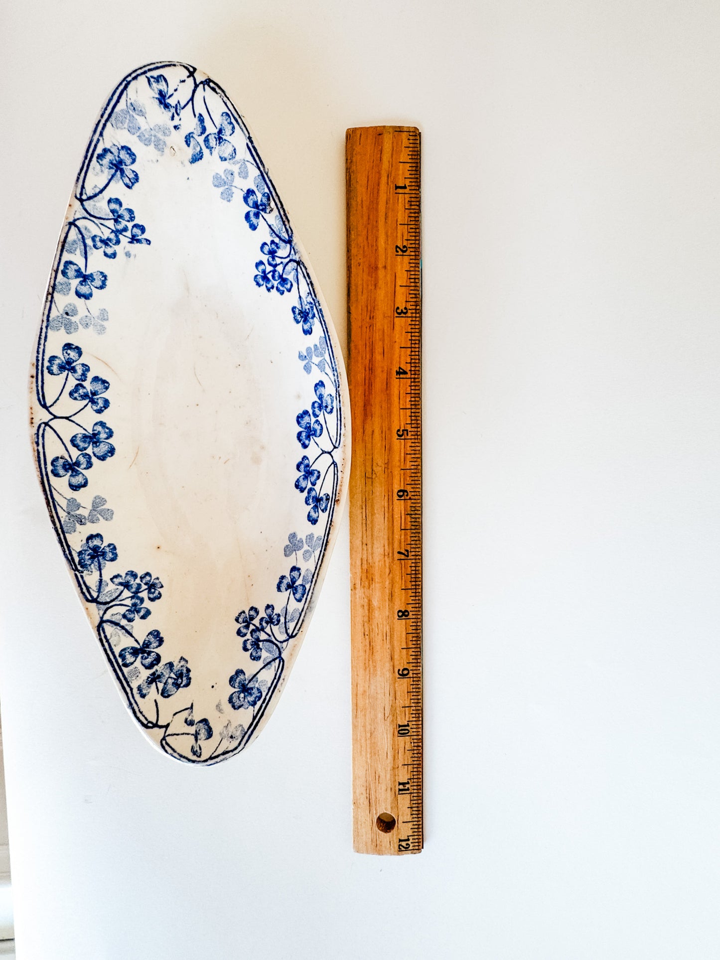 Small French Oval Dish With Blue Floral Design