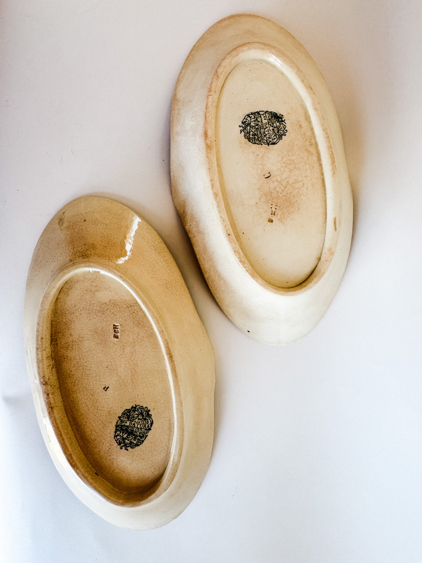 French Oval Dish With a Green Floral Pattern (sold individually)