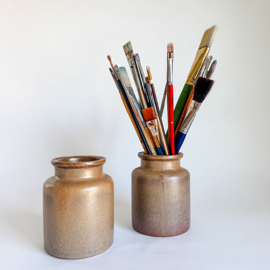 Brown Glazed Stoneware Mustard Crock (sold individually)
