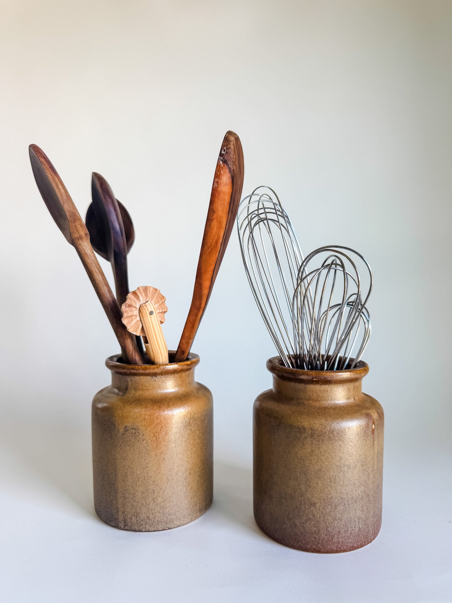 Brown Glazed Stoneware Mustard Crock (sold individually)