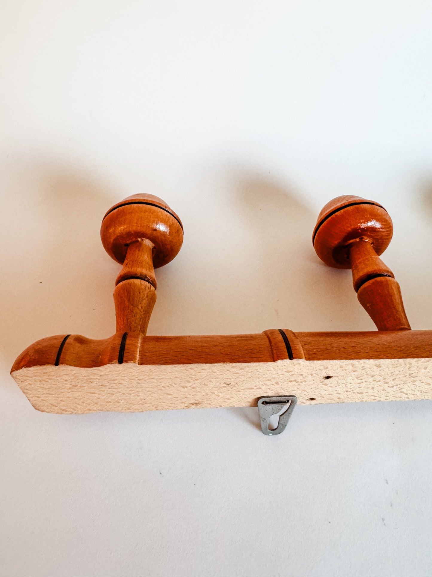 5-Peg Vintage Wooden Wall Hooks