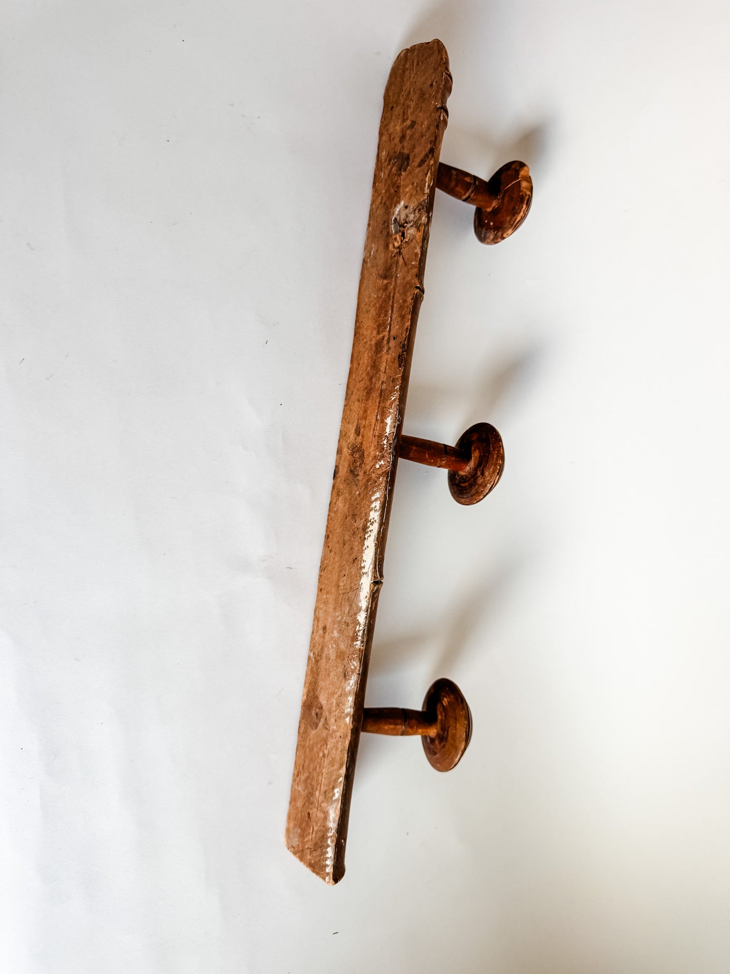 3-Peg Vintage Wooden Wall Hooks