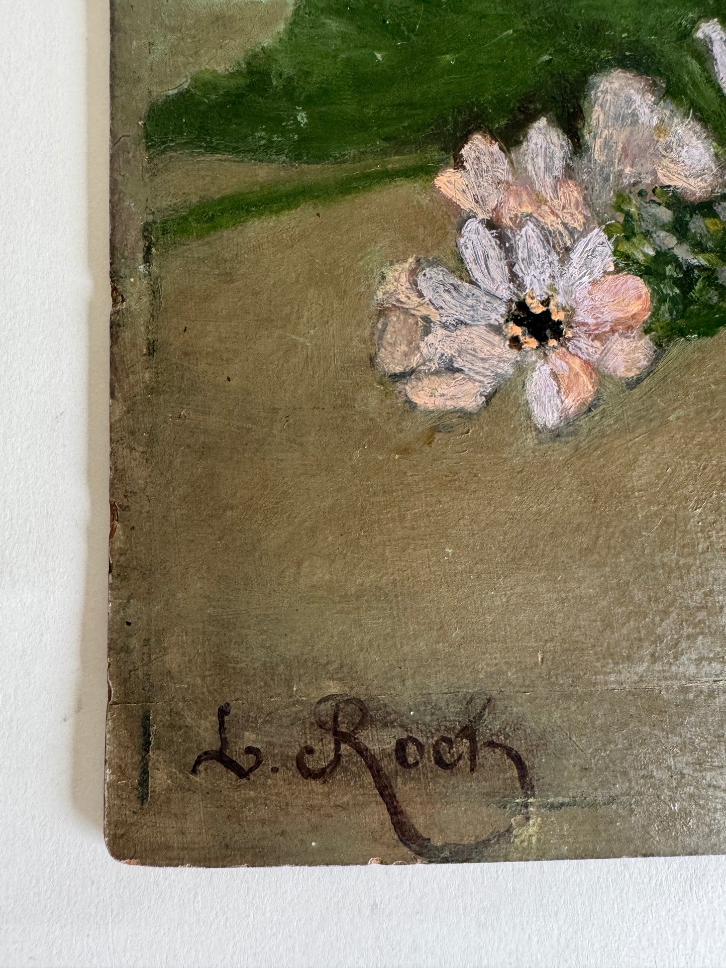 Vintage French Oil Painting With Pears and Flowers
