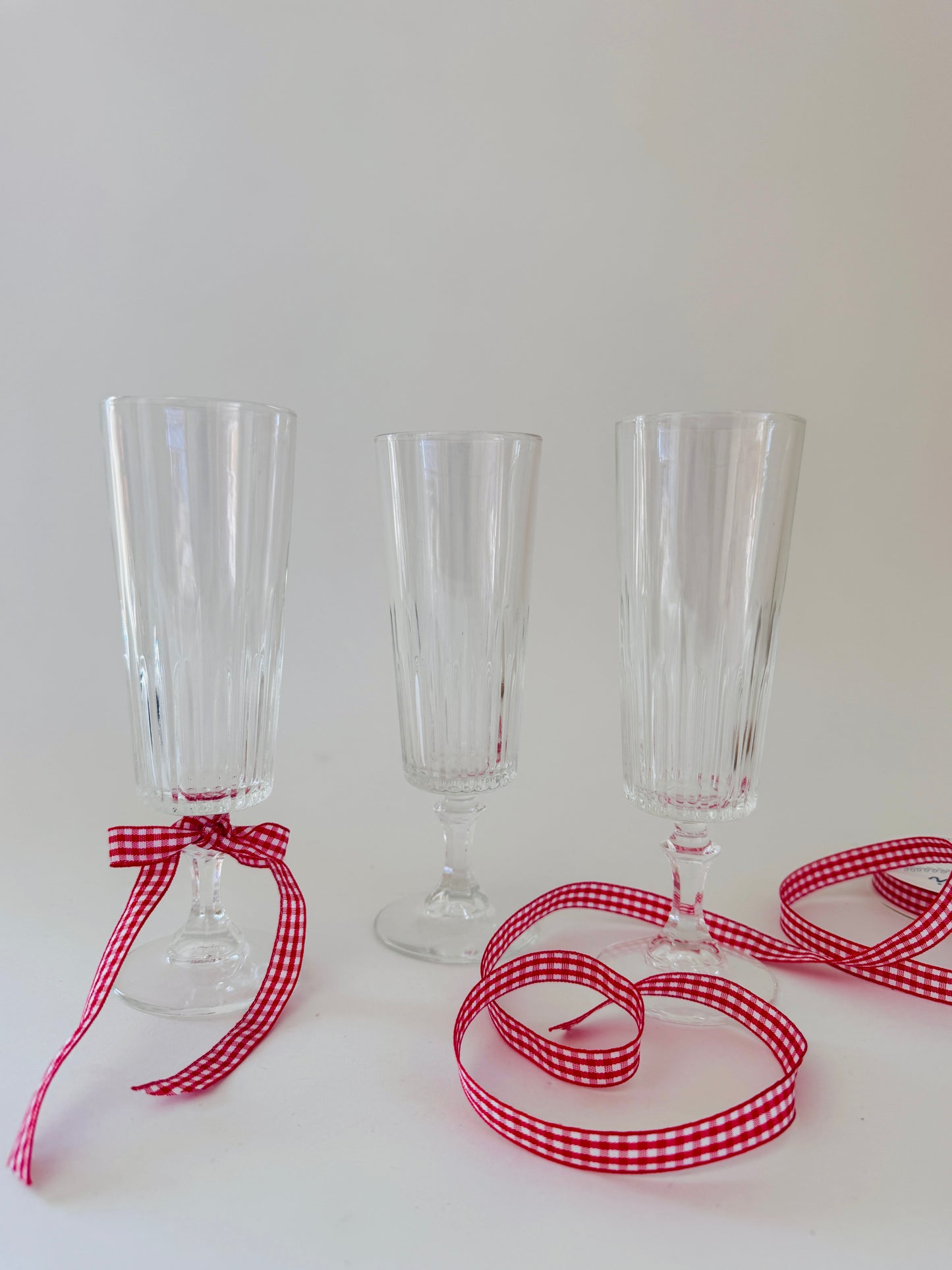 Cut Glass Champagne Flutes (set of 3)